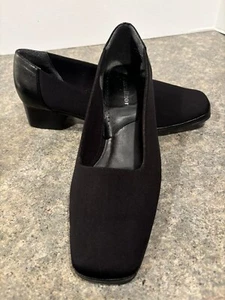 Naturalizer Shoes Womens 8 1/2 M Slip On Pumps Black Casual Heeled Square Toe - Picture 1 of 9