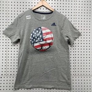 Adidas Shirt Gray USA Flag Soccer Ball Graphic Youth XL 18/20 Go To TEE 19x26.5 - Picture 1 of 16