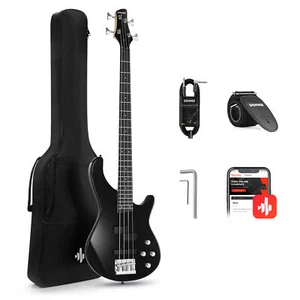 Donner DPJ-100 Bass Guitar With Gig Bag Strap Cable PJ Pickups Premium Bridge - Picture 1 of 11