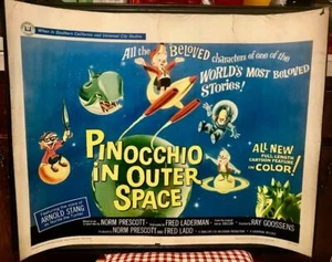 Pinocchio in Outer Space 22x28 Half-Sheet Rolled Cartoon 1965 Movie Arnold Stang - Picture 1 of 1