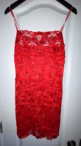 Camicia da notte Josie Natori rossa in pizzo con camicia lingerie donna nuova con etichetta - Foto 1 di 6