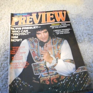 1977 FEBRUARY PREVIEW MAGAZINE - ELVIS PRESLEY "WHO CAN PROTECT HIM NOW?" - Imagen 1 de 4