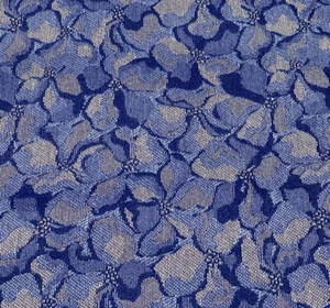 Blue Magnolia Floral Decor Jacquard Fabric Remnant #12 - Picture 1 of 5