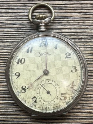 Reloj Bolsillo Antiguo Zentra Plata Foto 1 de 4