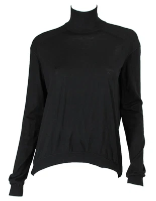 GIVENCHY Black Wool Thin Knit High-Low Hem Turtleneck Pullover Sweater S - Image 1 of 4