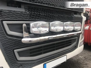 Grill Bar E + White Flush LEDs To Fit Volvo FM5 2021+ Truck Stainless Steel Tube - Picture 1 of 10