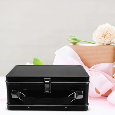 Tin Metal Keepsake Box: Small Storage Box With Hinged Lid - Vintage Decorative - Image 1 of 4