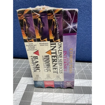 Basic Computer Literacy Windows 95 On Line Internet VHS Tapes 4 Pack New Sealed - Image 1 of 4
