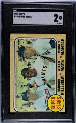 1968 TOPPS MICKEY MANTLE WILLIE MAYS HARMON KILLEBREW (SUPER STARS)  #490  SGC 2 - Image 1 of 2