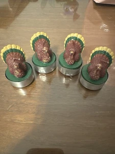 Thanksgiving Turkey Tea Light Candles Set Of 4 Vintage - Picture 1 of 5
