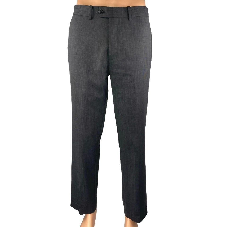 Pantalones de vestir Bar III 100 % lana para hombre negros calce ajustado pierna recta talla 32 Foto 1 de 4