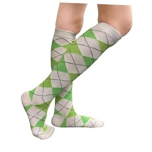 Argyle Fashion Women/Ladies Colorful Medium White / Lime Green / Bright Green - Picture 1 of 7