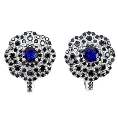 Pendientes de plata de ley 925 zafiro redondo 4 mm espinela piedras preciosas naturales joyería Foto 1 de 4