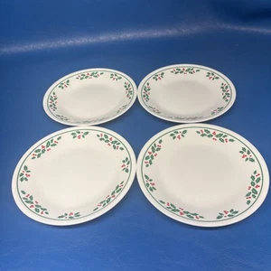 Set of 4 Corelle By Corning Winter Holly 6 3/4” Christmas Bread/Dessert Plates - Picture 1 of 5