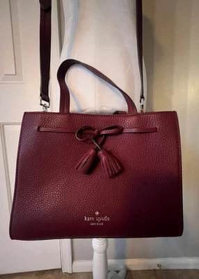 Bolsa satchel Kate Spade Hayes Street couro isobel em Merlot WKRU5775 *NOVA sem etiquetas* - Imagem 1 de 4