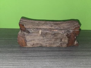 Wooden Hand Carved Dominos Set of 28 tiles Rustic Log Case complete Nice! - Picture 1 of 15