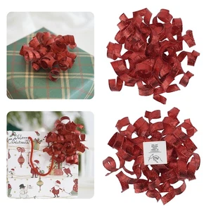 6 Conti 5'' Fiocchi Ricci Metallizzati Rossi per Confezione Regalo Fiocchi Autoadesivi - Foto 1 di 9