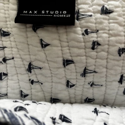 Max Studio Nautical Twin Comforter & Sham Bedding Blue. Reversible - Image 1 of 4