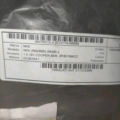 51112753995 Paraurti ant.  MINI MINI Clubman (R55) 1.4 One 16V Sw 4p/b/1397cc - Immagine 1 di 4