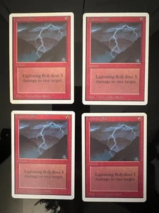 Magic the Gathering MTG Unlimited Lightning Bolt NM- Playset (4) (Beta Bob) - Picture 1 of 9
