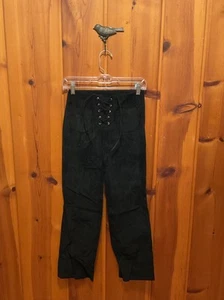 VTG 90’s Y2K Women’s 579 Faux Suede Black Lace Up Pants Size: 0 - Picture 1 of 5