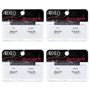 Ardell Accent Media Pestañas 318 Aspecto Natural Negro Ligero Falsies Paquete de 4 - Imagen 1 de 4