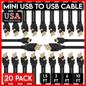 20 Pack Mini USB Cable USB Mini Data Lead Charging Cord Phone Camera PSP Arduino - Picture 1 of 12