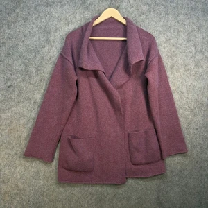 Toast Cardigan Womens Size UK8-10 Purple Extrafine Merino Wool Knit Pockets Open - Picture 1 of 8