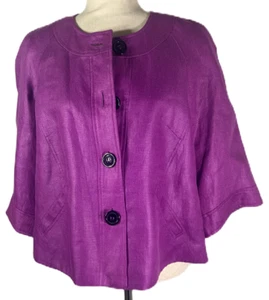 JONES NEW YORK Women's Purple Linen 3/4 Sleeve Jacket Lined BEAUTIFUL - Size 8 - Picture 1 of 9