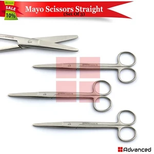 3 Stück Mayo Schere gerade 7 Zoll Betrieb Präparierschere - Bild 1 von 3