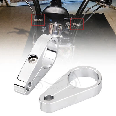 1.25" Chrome Handlebar Brake Clutch Cable Clamps For Yamaha V Star 650 950 1100 - Изображение 1 из 4