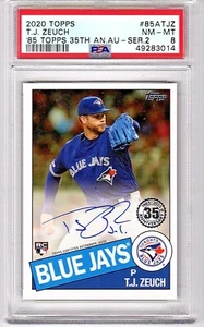 2020 TOPPS T.J. ZEUCH #85ATJZ - '85 TOPPS 35TH ANNY - AUTO ROOKIE - PSA 8 - Picture 1 of 2