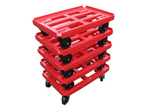 5er Pack Transportroller 600x400 Kistenroller (WTR2)  rot - 4xLR PP schw. 100mm - Bild 1 von 6