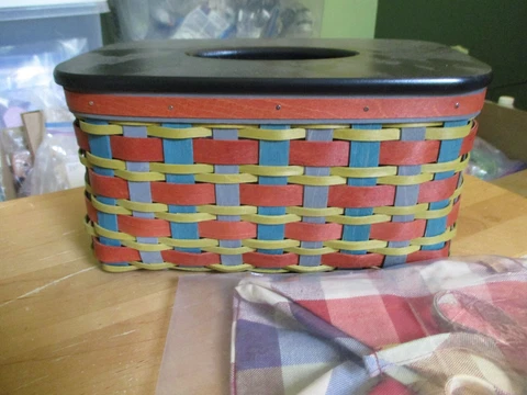 Longaberger Fall In Love Autumn FAMILY Long TISSUE Basket with Slot Lid & Liner Cover