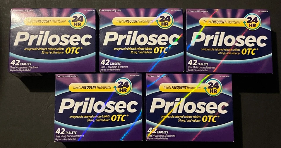 Prilosec OTC 24 horas reductor de ácido trata la acidez estomacal frecuente 42ct 5 cajas 5/2026+ Foto 1 de 1