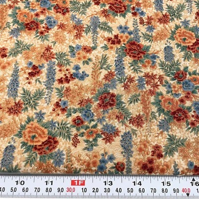 Kimono Collection Hoffman Metallic Asian Inspired Floral Cotton Remnant 12 x 44 - Image 1 of 2