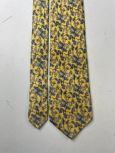 Alain Figaret Paris Luxury Silk Tie Yellow Blue Monkeys Parrots Toucans Cheetahs - Picture 1 of 5