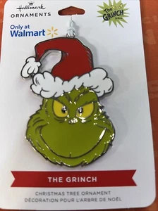 Hallmark How the Grinch Stole Christmas! Grinch in Santa Hat Metal Ornament New! - Picture 1 of 2