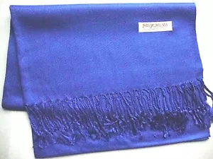 NEW Pashmina Fall Spring Scarf Scarves Silk Bright Blue Solid Shawl Wrap Range - Picture 1 of 5