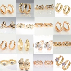 9K Gold Filled Men Girl Ladies Kid Hoop Huggies Sleeper Earring Party E/9553A - Picture 1 of 25