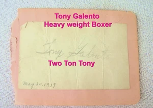 Autógrafo original firmado a mano 1939, boxeador de peso pesado, Tony Galento - Imagen 1 de 3
