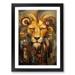Lion Dadaism No.2 Framed Canvas Wall Art Print Poster Picture, Home Decor - Picture 1 of 8
