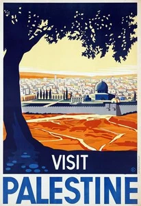 Vintage Illustrated Travel Poster CANVAS PRINT Visit Palestine 8"X 10" - Picture 1 of 1