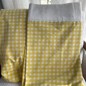 Set lenzuola Utica Yellow Gingham a quadri king size completo e piatto vintage - Foto 1 di 10