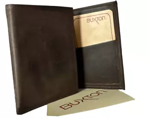 Buxton Tri-Fold portafoglio vintage pelle marrone vera pelle bovina grana superiore - Foto 1 di 19