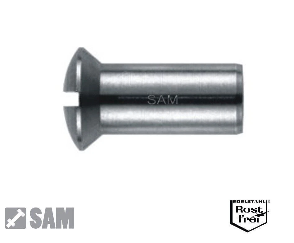 Hülsenmuttern Linsensenkkopf und Schlitz Edelstahl M4 / M5 / M6 / M8 - Bild 1 von 1