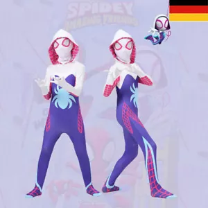 2025 Kinder Mädchen Ghost Spider Stacy Gwen Cosplay Kostüm Jumpsuit Fancy Kleid - Bild 1 von 8