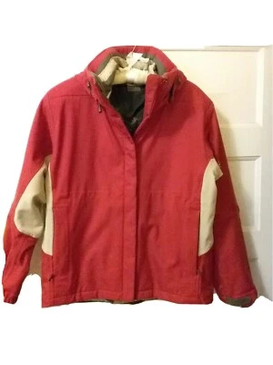 De Colección Salomon Mujer Talla XL Invierno Chaqueta Esquí Nieve Rojo Beige 3en1 Con Capucha Perfecto Foto 1 de 4