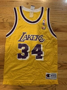 Shaquille SHAQ O'Neal LAKERS Vintage CHAMPION Replica Youth MEDIUM NBA Jersey - Picture 1 of 4