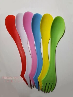 6 Piece Spork + Knife Set Camping Hiking Survival Travel Utensils Spoon Fork - Image 1 of 4